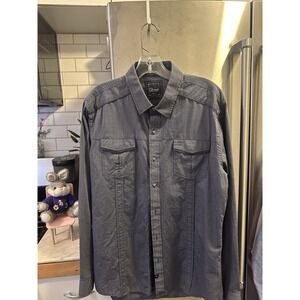 7 Diamonds Men's Long Sleeve Button-Up Slate Gray SzL Logo Visible Skyscraper